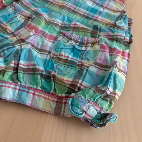 Vintage pastel plaid Oshkosh shortall 3T - Picture 2 of 8